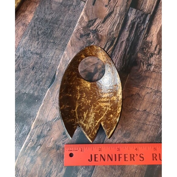 VTG Set of Wood Salad Tongs Mid Century Modern (2 pieces) Hawaiian Inspired - Picture 6 of 7